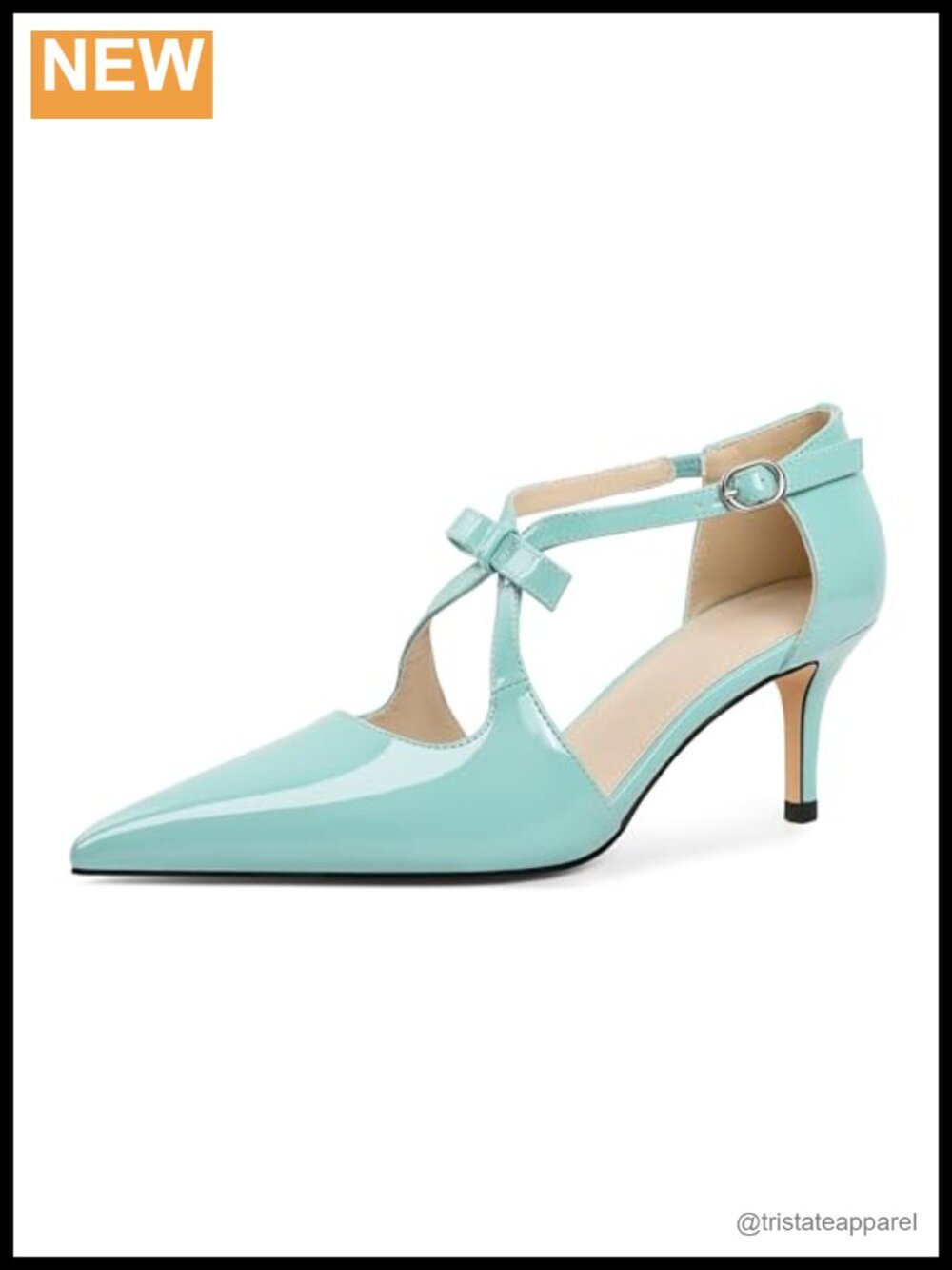 Women Patent Leather Criss Cross Low Heel Pumps Pointed Toe Dress Shoes